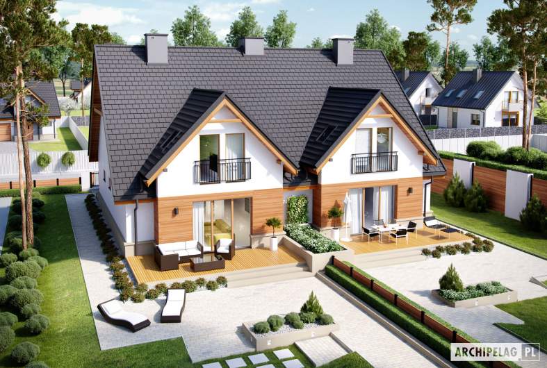 Projekt domu Sambor G1 (bliźniak) - widok z góry