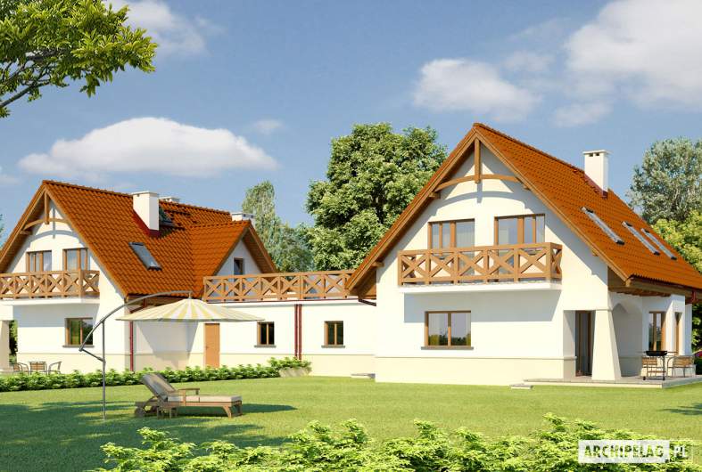 Projekt domu Karolinka G2 (bliźniak) - wizualizacja ogrodowa