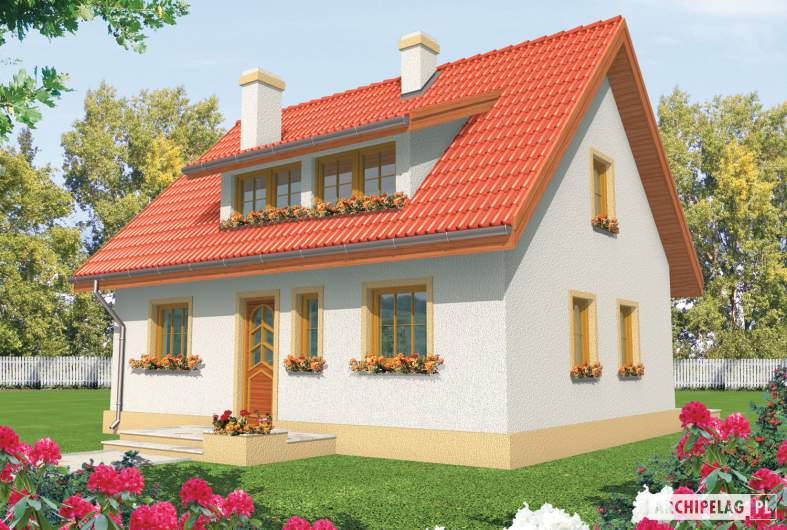Projekt domu Calineczka - Projekty domów ARCHIPELAG - Calineczka - wizualizacja frontowa