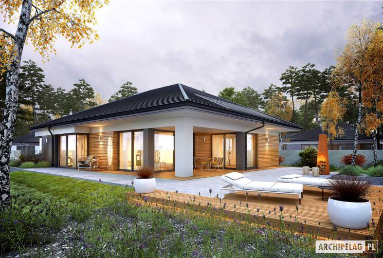 Projekt domu Tanita III G2 ENERGO PLUS - wizualizacja ogrodowa nocna
