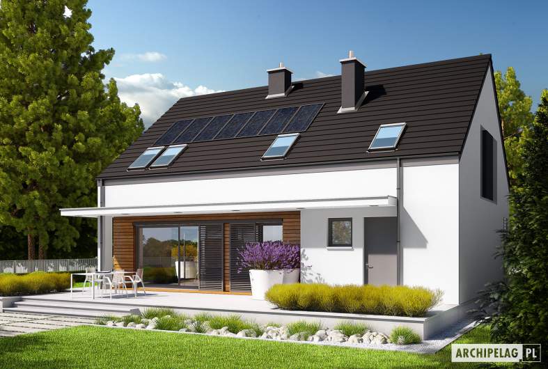 Projekt domu E4 G1  (wersja A) MULTI-COMFORT - wizualizacja ogrodowa