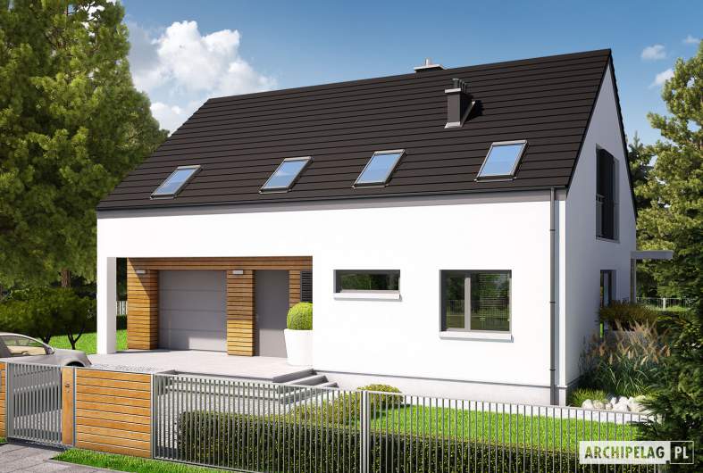 Projekt domu E4 G1  (wersja A) MULTI-COMFORT - wizualizacja frontowa