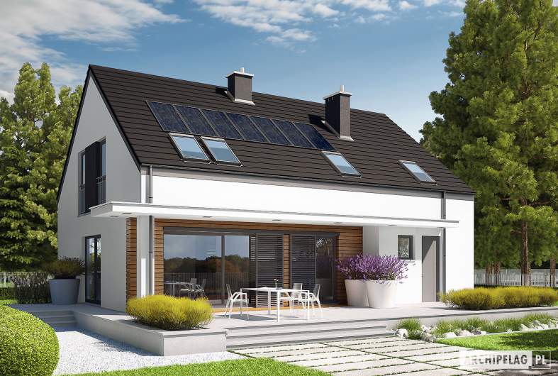 Projekt domu E4 G1  (wersja A) MULTI-COMFORT - wizualizacja ogrodowa