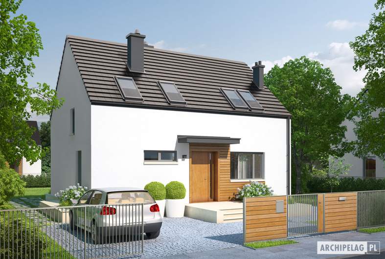 Projekt domu E1 II ECONOMIC (wersja A) - wizualizacja frontowa