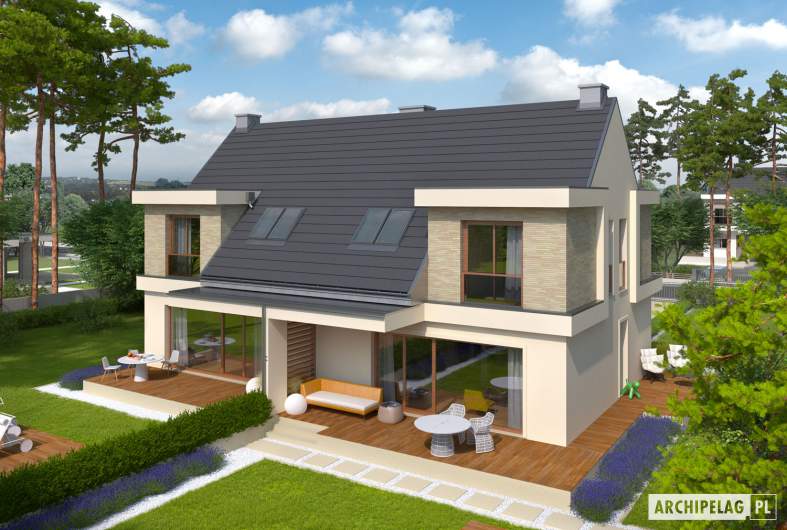 Projekt domu Oliwier z wiatą (bliźniak) - widok z góry