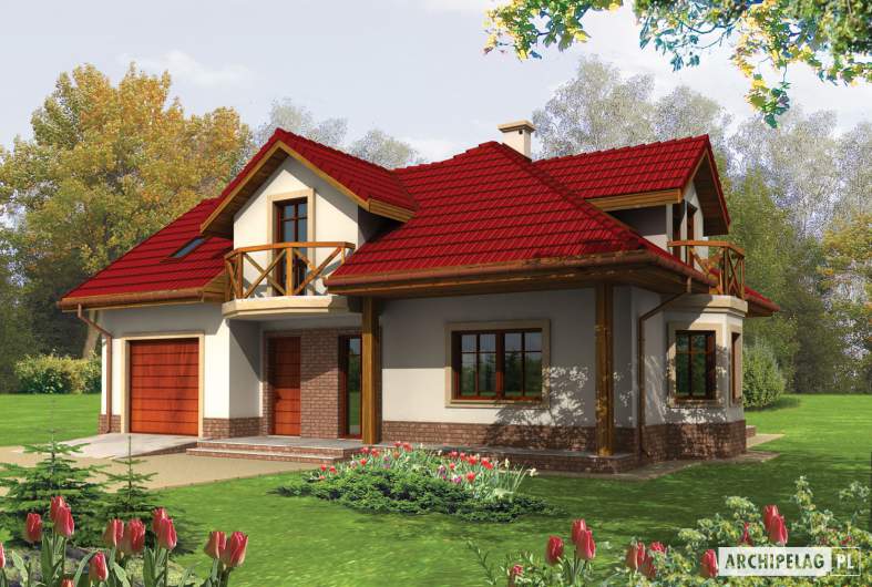 Projekt domu Rene G1 - wizualizacja frontowa