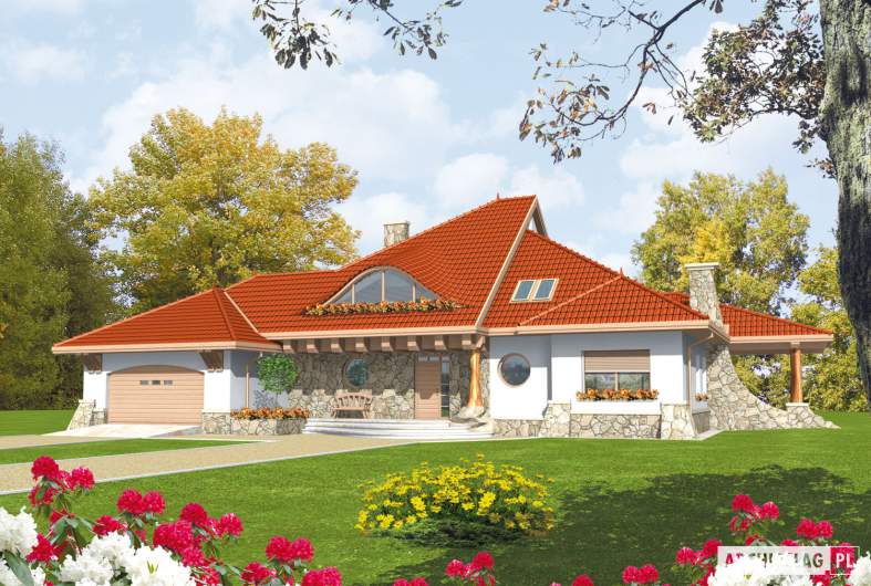 Projekt domu Gustaw G2 - wizualizacja frontowa