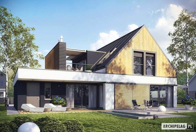 Projekt domu Neo II G1 ENERGO - wizualizacja ogrodowa
