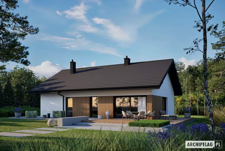 Projekt domu Mini 4 w. IV - wizualizacja ogrodowa nocna