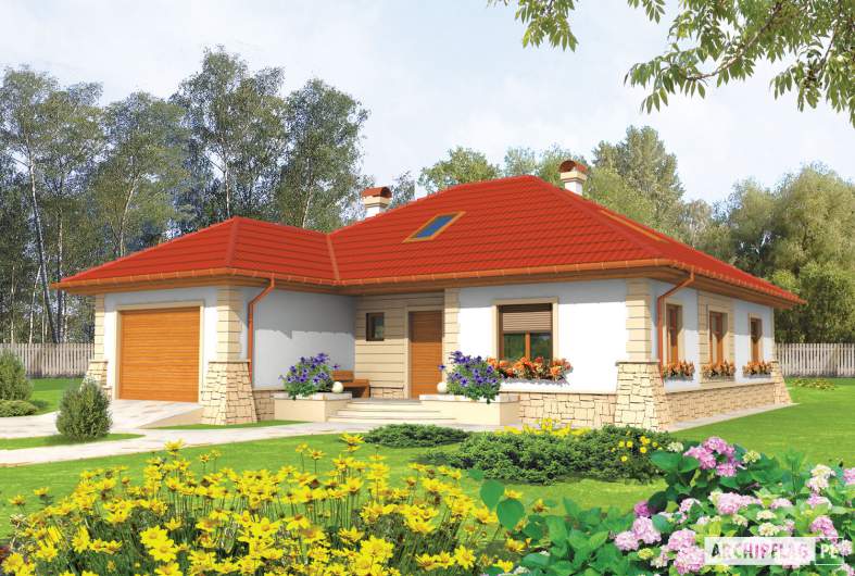 Projekt domu Afra G1 - wizualizacja frontowa