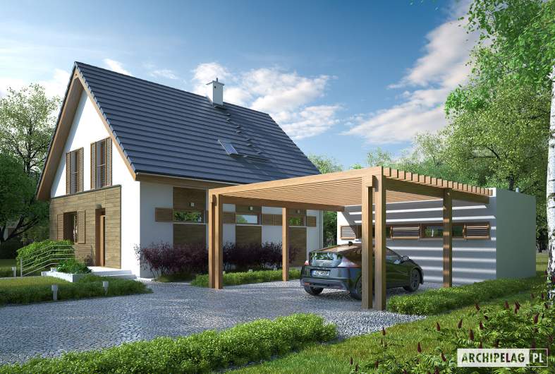 Projekt domu Budynek gospodarczy G41 (z wiatą) - Budynek gospodarczy G41 (z wiatą) - wizualizacja frontowa