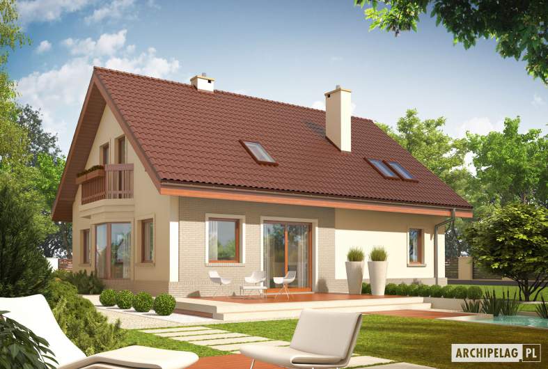 Projekt domu Arizona G1 - wizualizacja ogrodowa