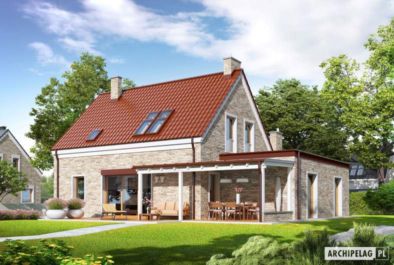 Projekt domu Tymon G1 (wersja A) - wizualizacja ogrodowa