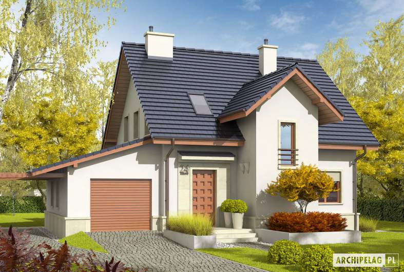 Projekt domu Sebastian G1 - wizualizacja frontowa lewa