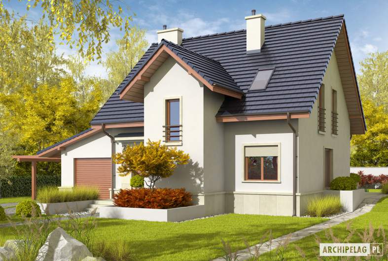 Projekt domu Sebastian G1 - wizualizacja frontowa prawa