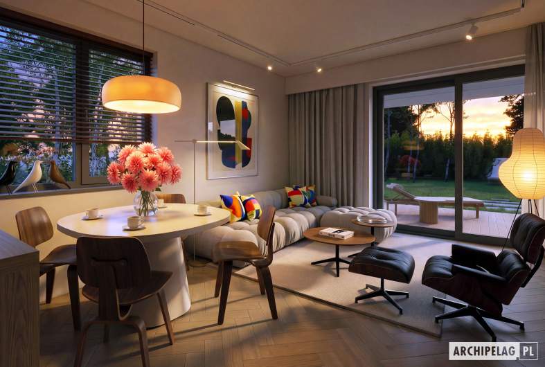 Projekt domu Mini 25 MODERN PLUS – widok na salon