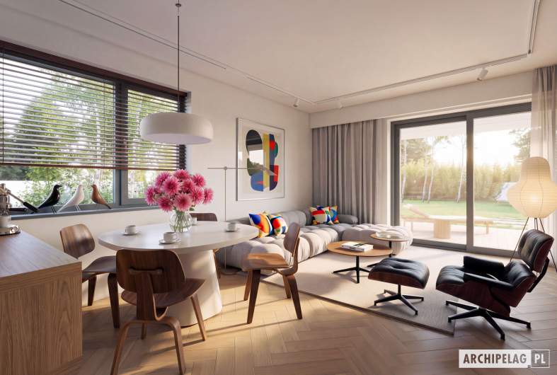 Projekt domu Mini 25 MODERN PLUS – widok na salon
