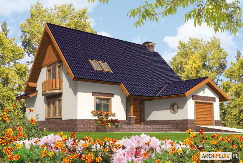 Projekt domu Nastka G1 (z piwnicą) - wizualizacja frontowa