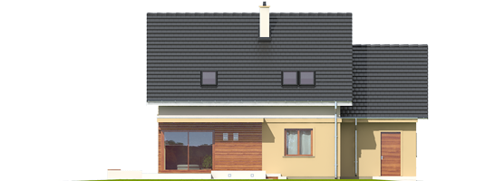 Justi II G1 - Projekt domu Jurek II G1 - elewacja tylna