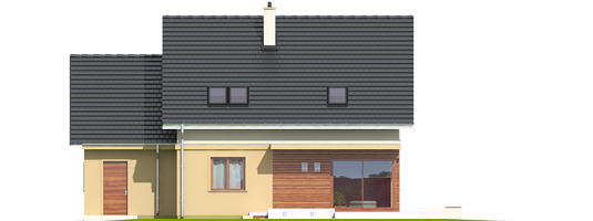 Justi II G1 - Projekt domu Jurek II G1 - elewacja tylna