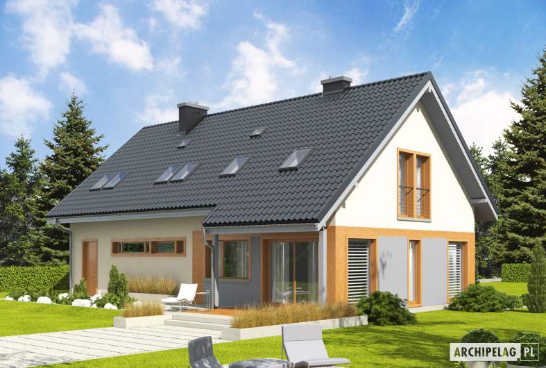 Projekt domu Amber G1 - Projekty domów ARCHIPELAG - Amber G1 - wizualizacja ogrodowa