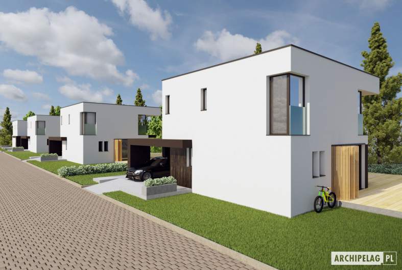Projekt domu EX 2 G1 ENERGO PLUS (bliźniak) - wizualizacja frontowa