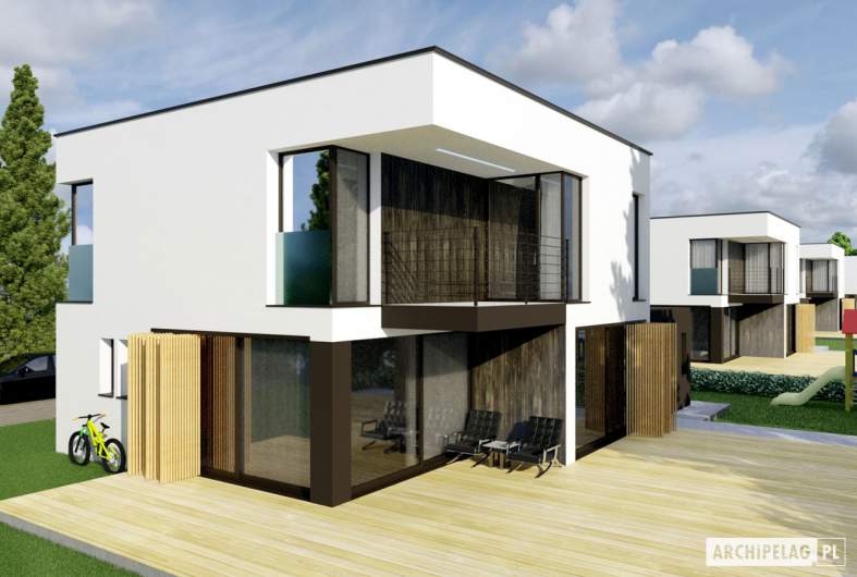 Projekt domu EX 2 G1 ENERGO PLUS (bliźniak) - wizualizacja ogrodowa