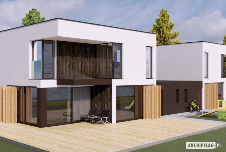 Projekt domu EX 2 G1 ENERGO PLUS (bliźniak) - wizualizacja ogrodowa