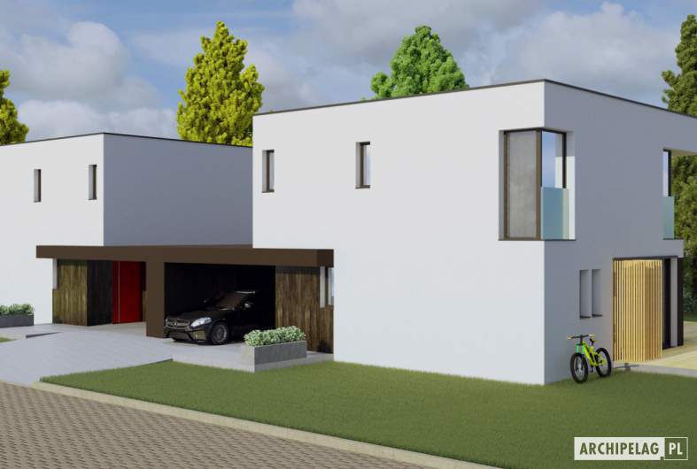 Projekt domu EX 2 G1 ENERGO PLUS (bliźniak) - wizualizacja frontowa
