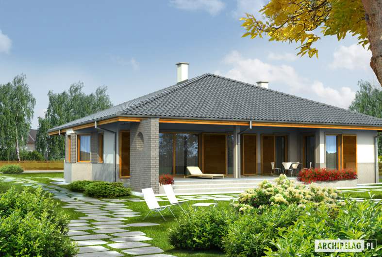 Projekt domu Florenc - wizualizacja ogrodowa