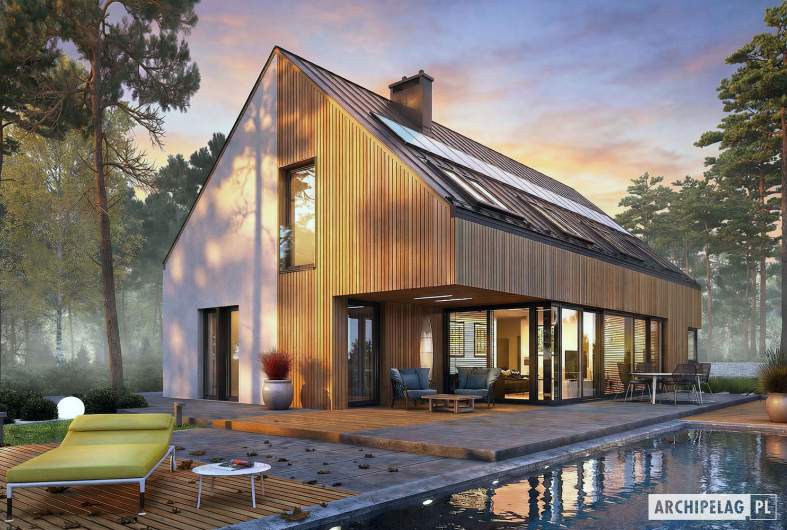 Projekt domu Daniel V G2 ENERGO PLUS - wizualizacja ogrodowa nocna