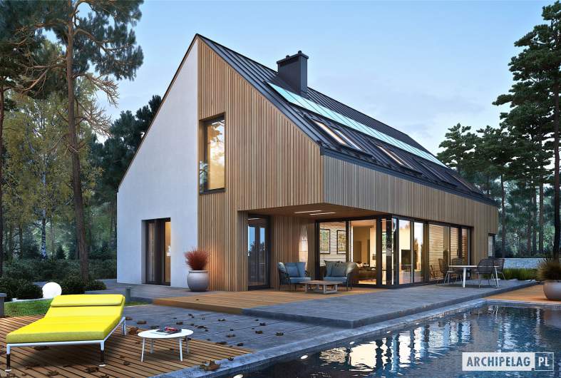 Projekt domu Daniel V G2 ENERGO PLUS - wizualizacja ogrodowa nocna
