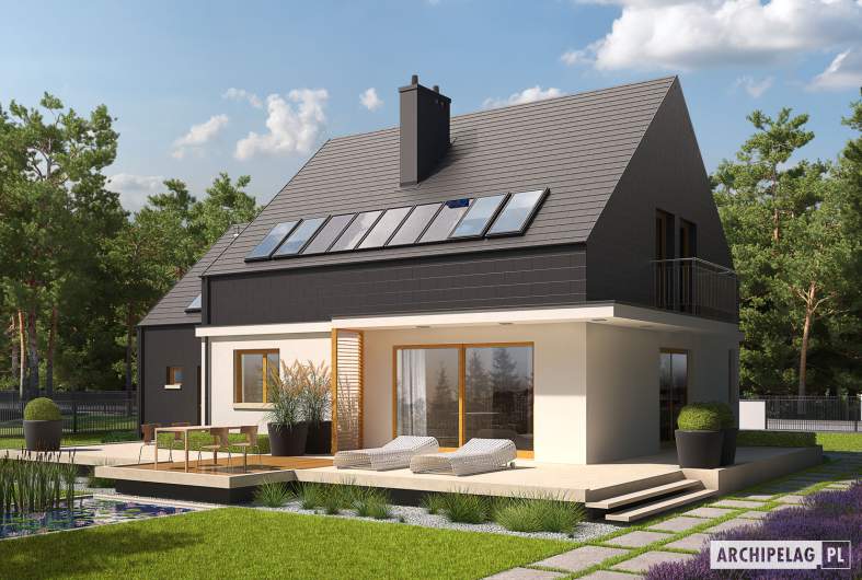 Projekt domu E5 G1 ECONOMIC (wersja B) - wizualizacja ogrodowa