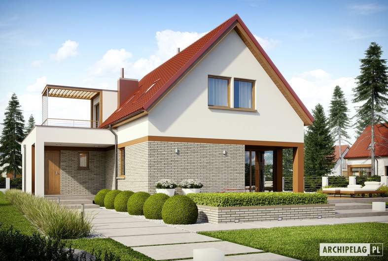 Projekt domu E13 II G1 ECONOMIC - wizualizacja ogrodowa