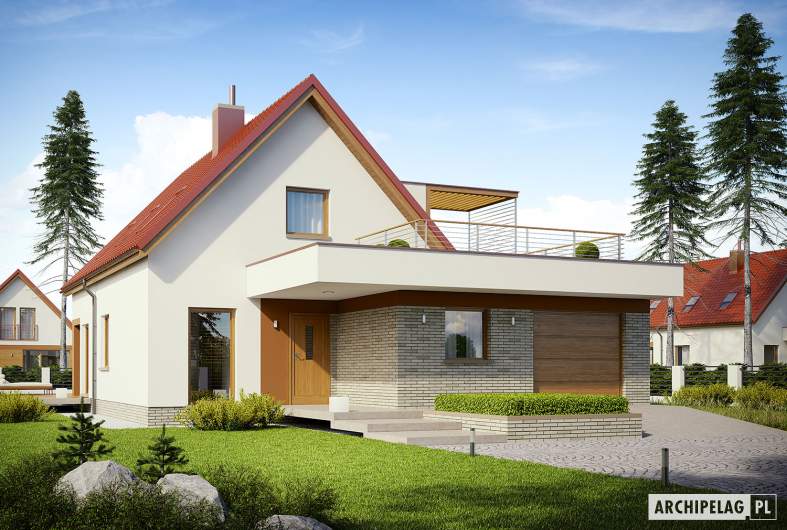 Projekt domu E13 II G1 ECONOMIC - wizualizacja frontowa
