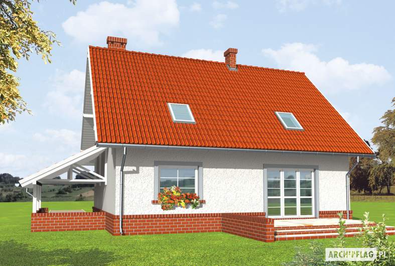 Projekt domu Honoratka (z wiatą) - wizualizacja ogrodowa