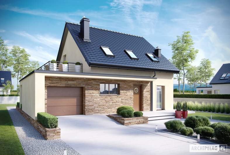 Projekt domu E14 III G1 ECONOMIC - Projekty domów ARCHIPELAG - E14 III G1 ECONOMIC - wizualizacja frontowa