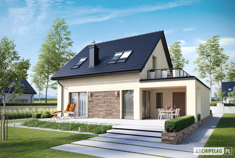 Projekt domu E14 III G1 ECONOMIC - Projekty domów ARCHIPELAG - E14 III G1 ECONOMIC - wizualizacja ogrodowa