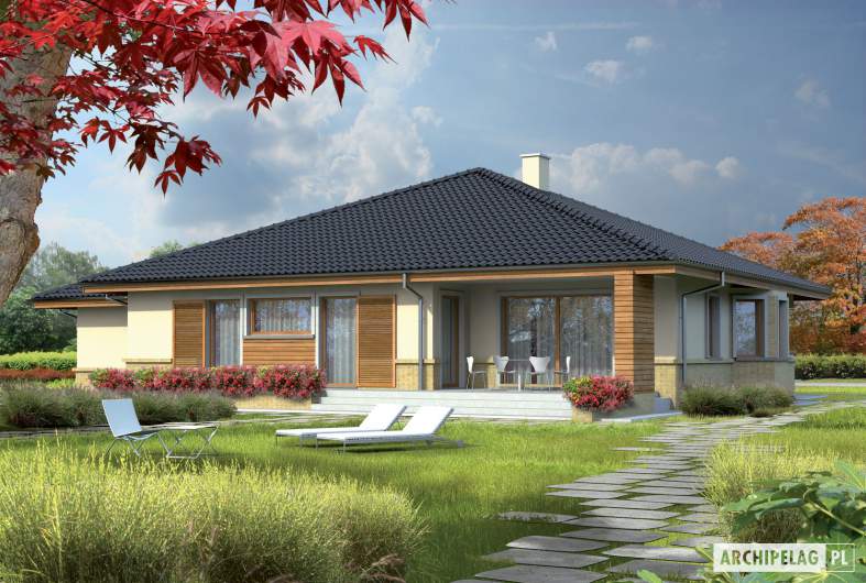 Projekt domu Flori G1 - wizualizacja ogrodowa