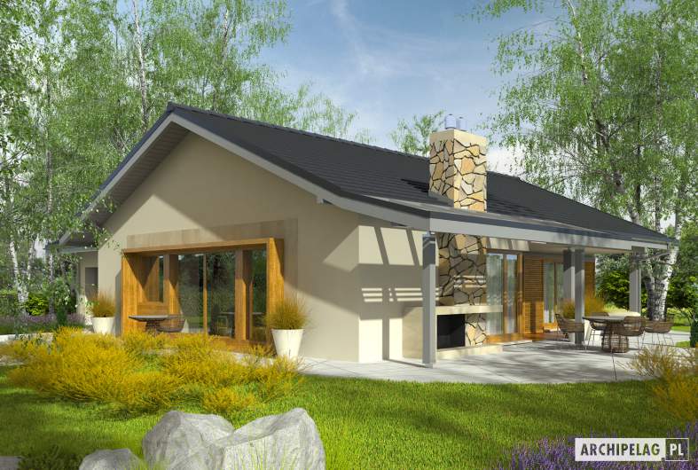 Projekt domu Selena II G1 (30 stopni) - Projekty domów ARCHIPELAG - Selena II G1 30° - wizualizacja ogrodowa