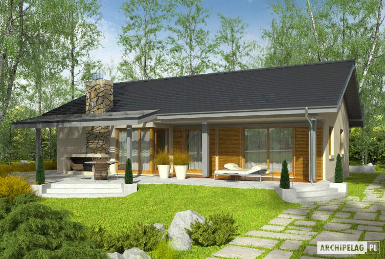 Projekt domu Selena II G1 (30 stopni) - Projekty domów ARCHIPELAG - Selena II G1 30° - wizualizacja ogrodowa