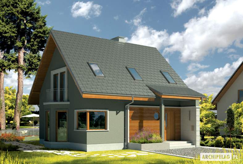 Projekt domu Kim (wersja A) - wizualizacja frontowa