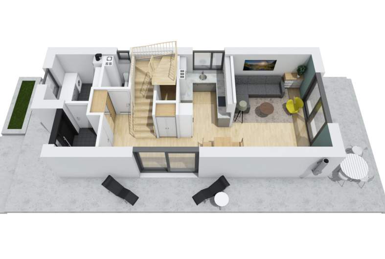 Projekt domu Moniczka II (wersja A) - wnętrze 3D parter
