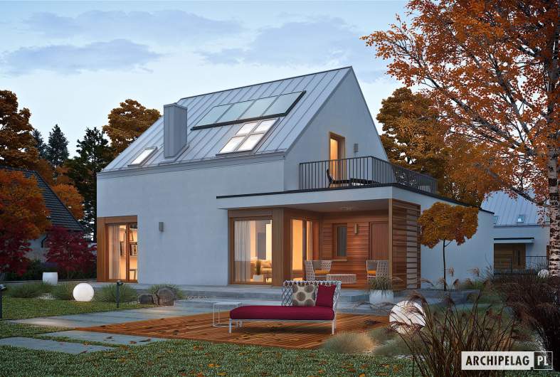 Projekt domu Mini 2 G1 PLUS - wizualizacja ogrodowa nocna