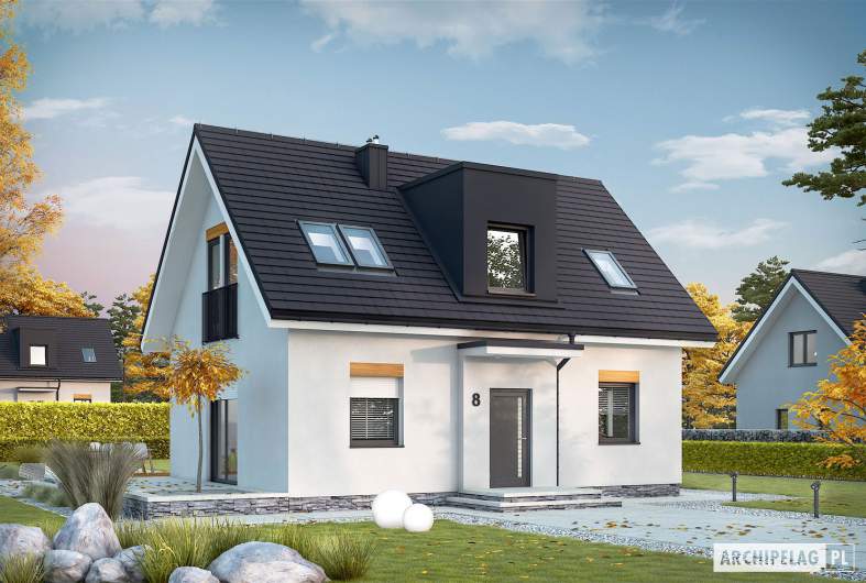 Projekt domu Witek II - Projekty domów ARCHIPELAG - Witek II - wizualizacja frontowa
