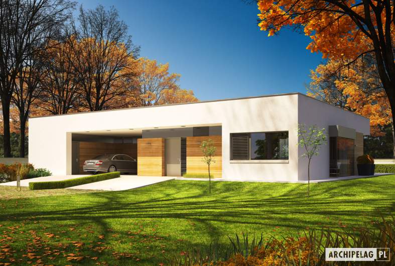 Projekt domu EX 7 (z wiatą) MULTI-COMFORT - wizualizacja frontowa