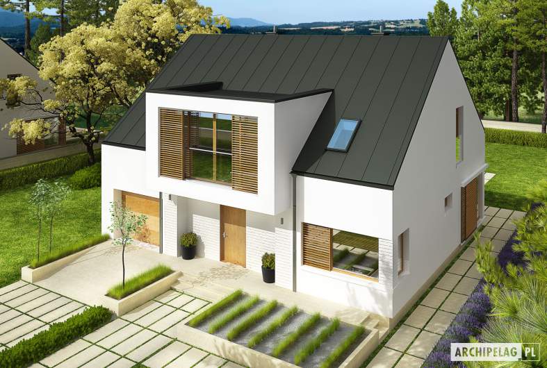 Projekt domu EX 9 G1 (wersja B) soft - widok z góry front