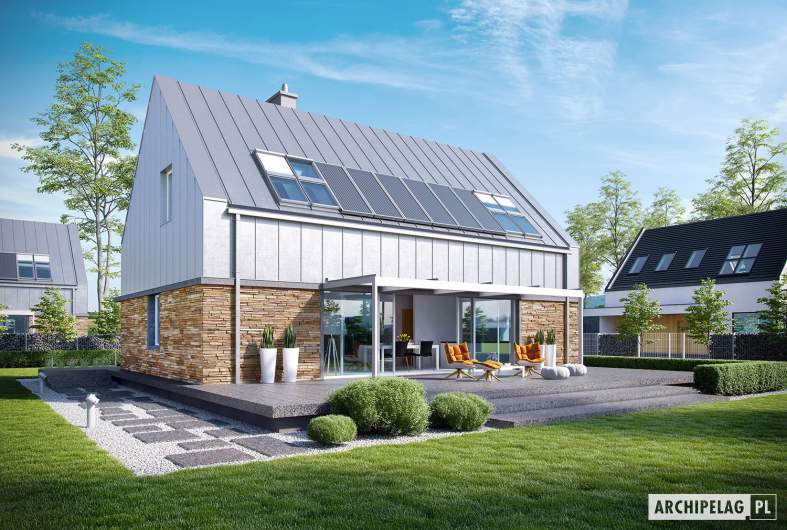 Projekt domu EX 16 ENERGO PLUS - wizualizacja ogrodowa