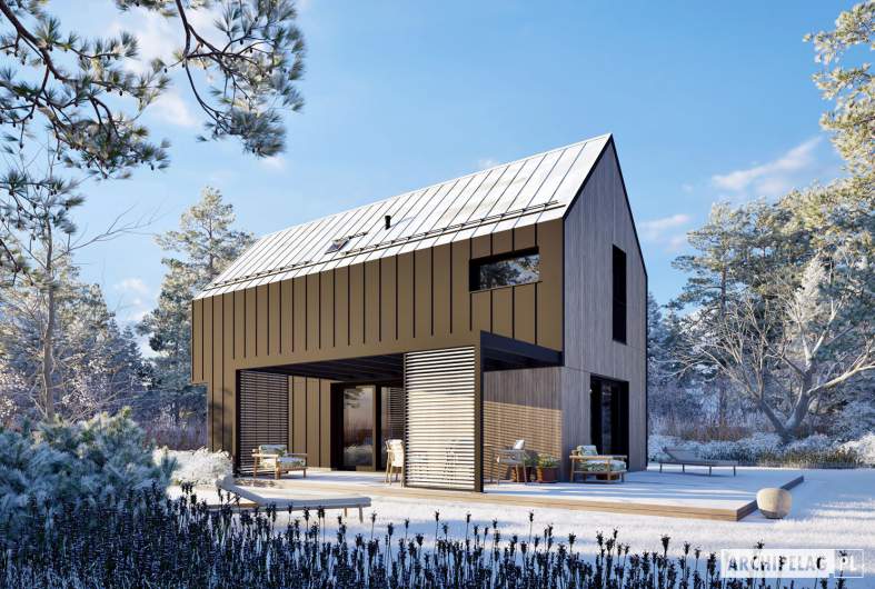 Projekt domu Moniczka IV (wersja C) ENERGO PLUS - wizualizacja zimowa