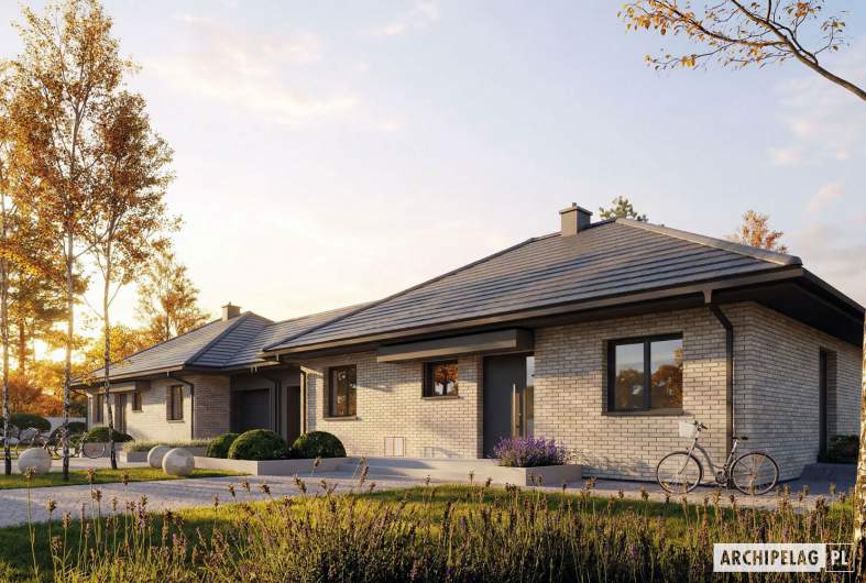 Projekt domu Mini 1 G2 (dwulokalowy) PLUS - wizualizacja frontowa